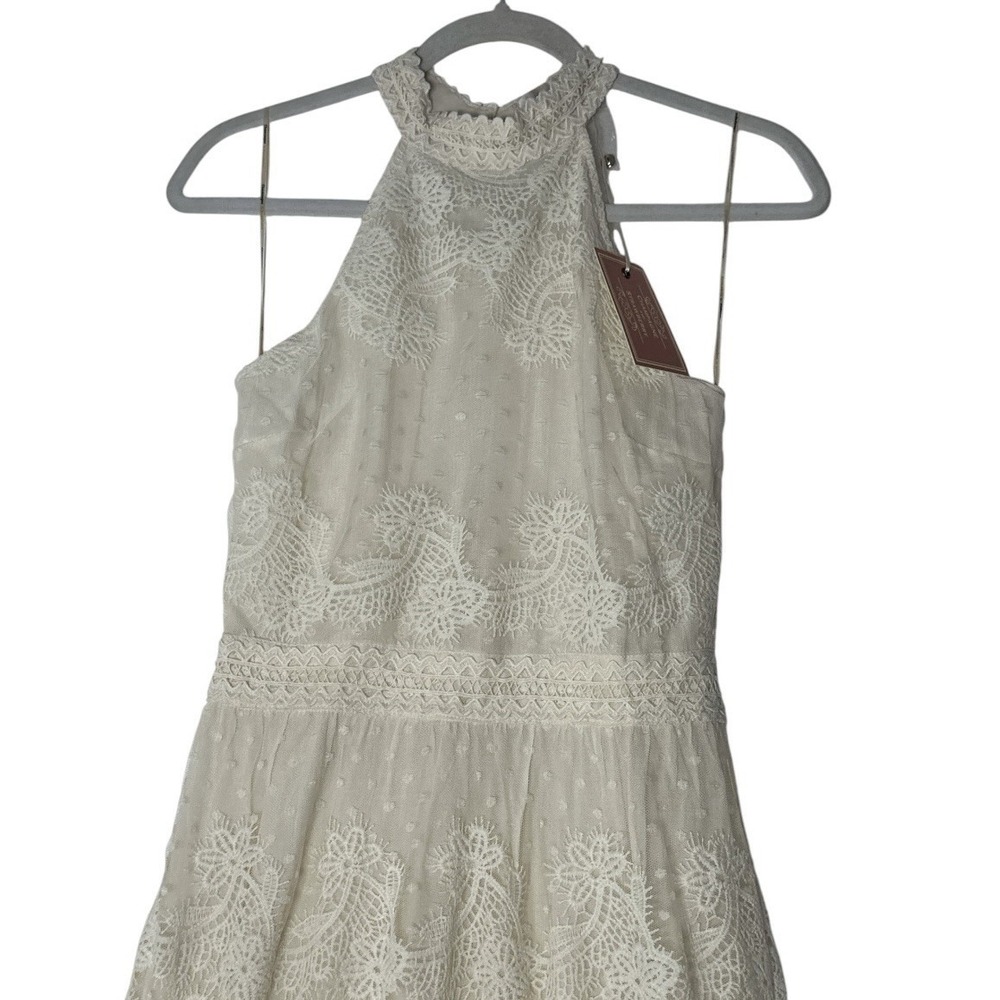 New Champagne & Strawberry Maxi Dress Women's Small Ivory Lace Wedding Romantic - Picture 7 of 12